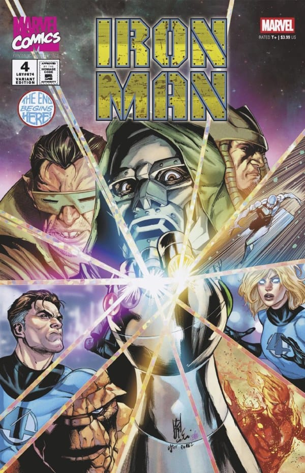 MARVEL PRH COMIC BOOK Iron Man #4 Stefano Caselli Fantastic Four Homage Variant(VF/NM)
