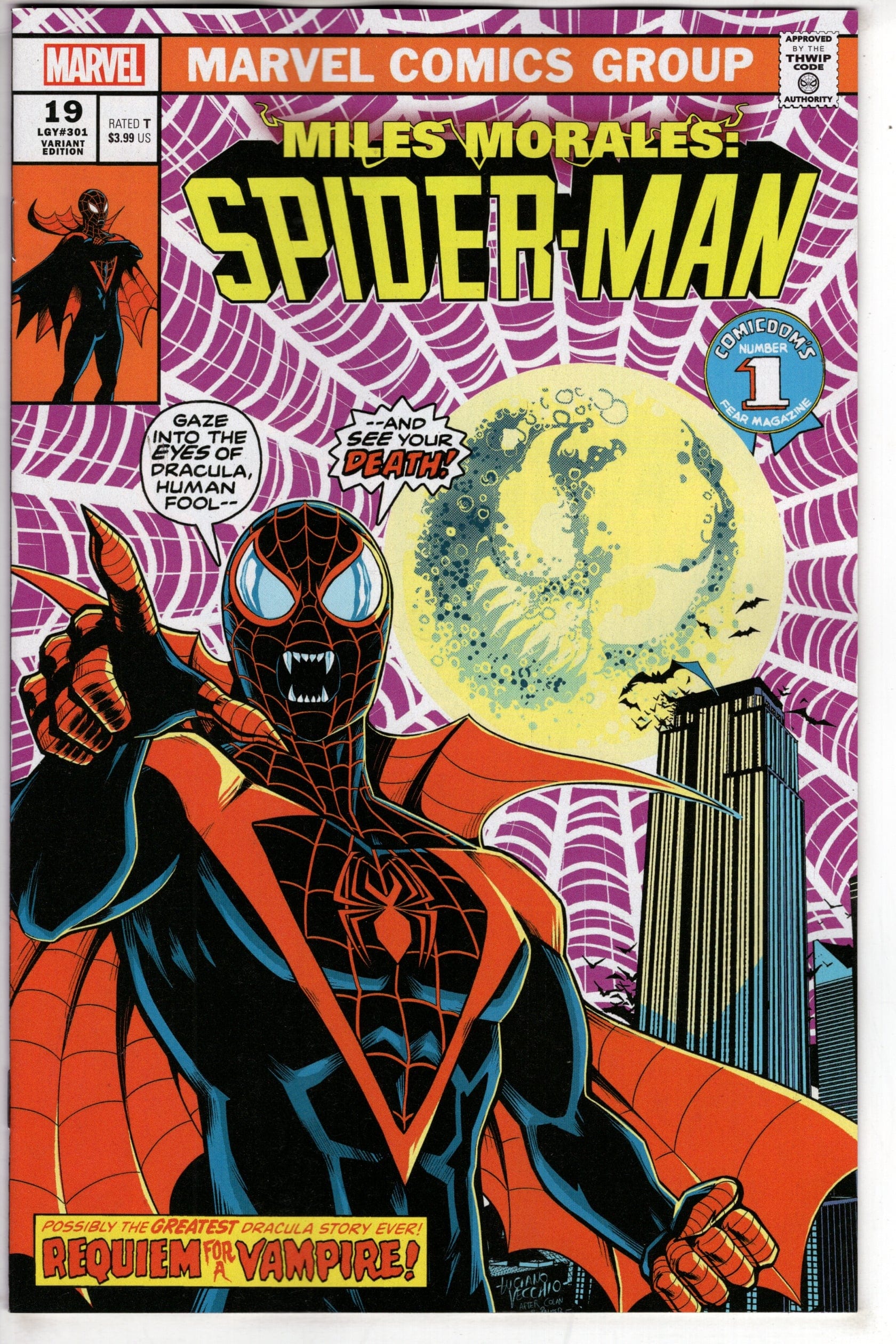 MARVEL PRH COMIC BOOK MILES MORALES SPIDER-MAN #19 LUCIANO VECCHIO VAMPIRE VARIANT