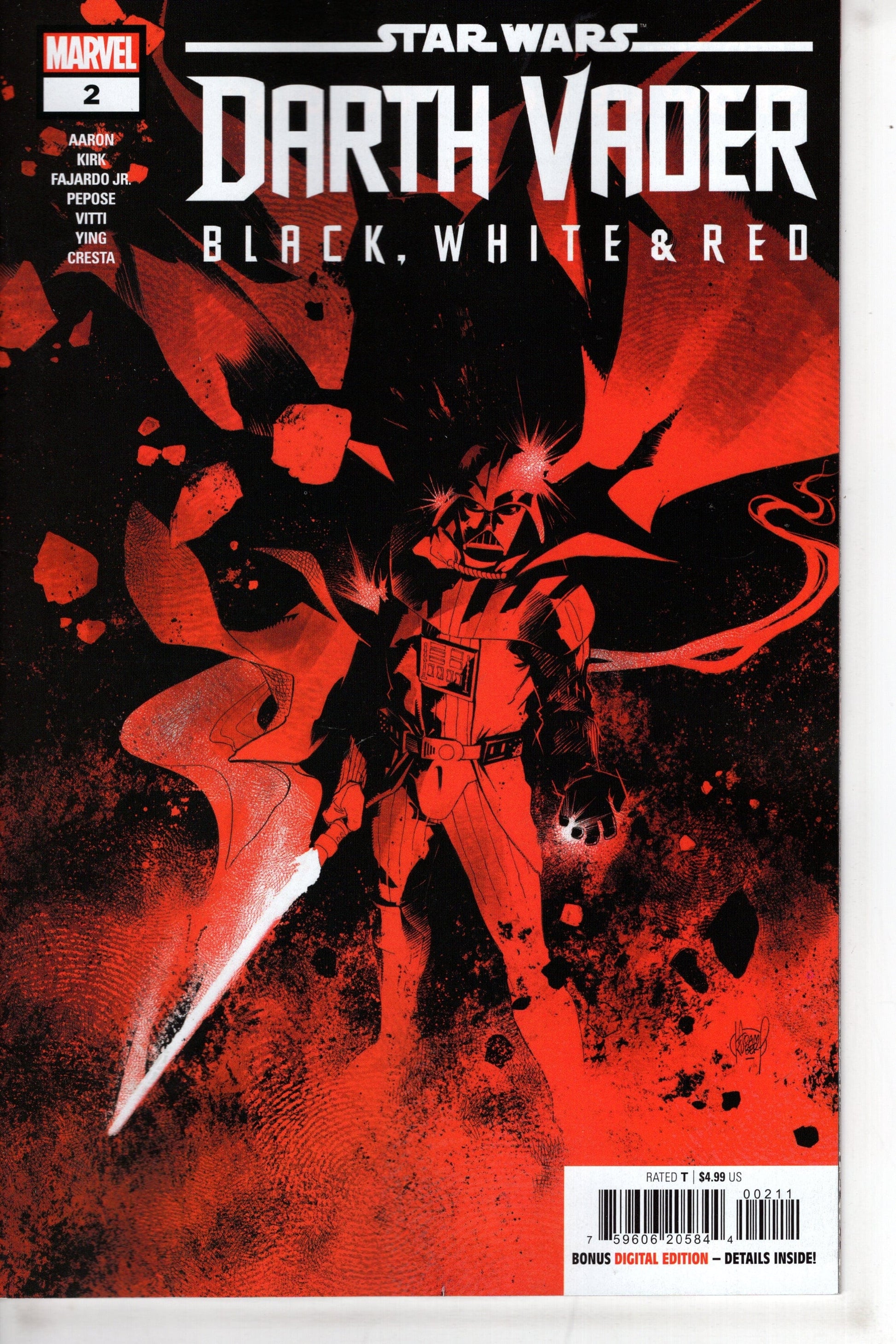 MARVEL PRH COMIC BOOK STAR WARS DARTH VADER BLACK WHITE AND RED #2