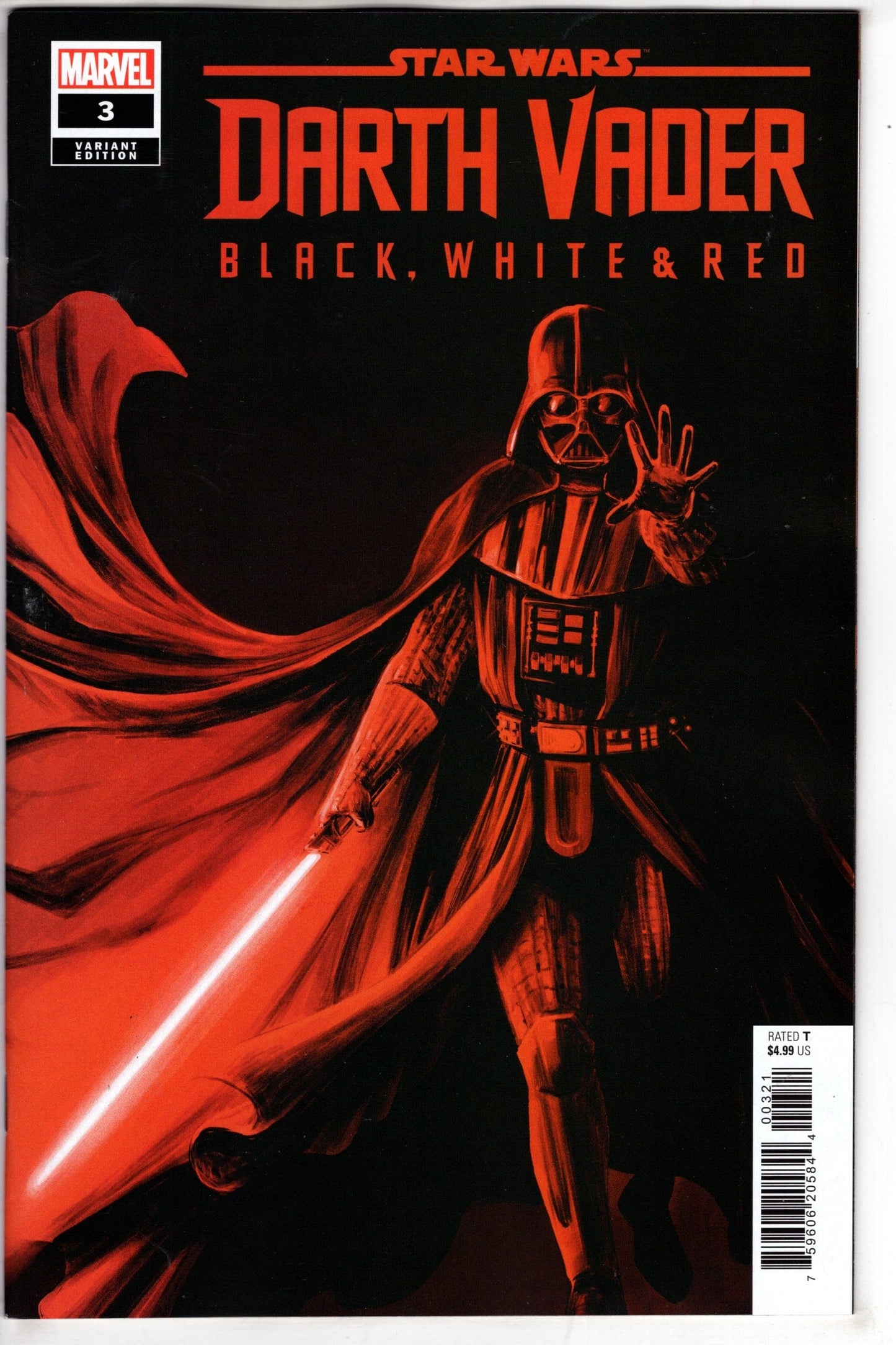 MARVEL PRH COMIC BOOK STAR WARS DARTH VADER BLACK WHITE AND RED #3 CARNERO VAR