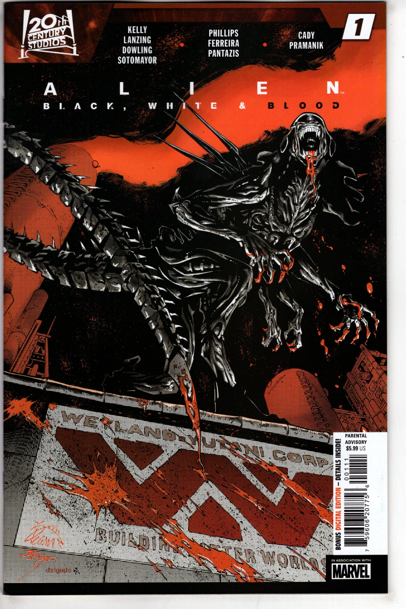 MARVEL PRH COMIC BOOKS ALIEN BLACK WHITE BLOOD #1