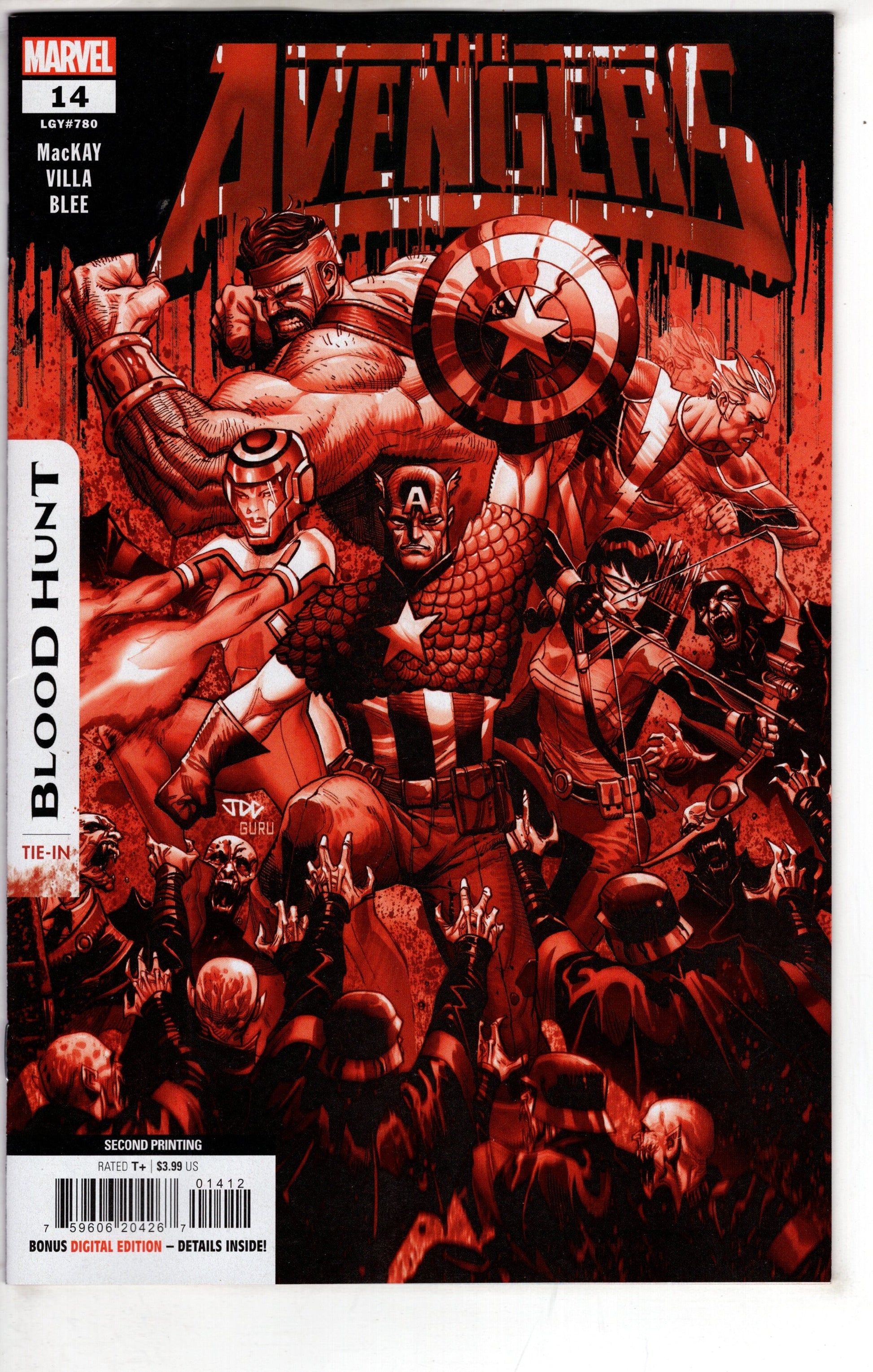 MARVEL PRH COMIC BOOKS AVENGERS #14 2ND PTG JOSHUA CASSARA BLOOD SOAKED VAR