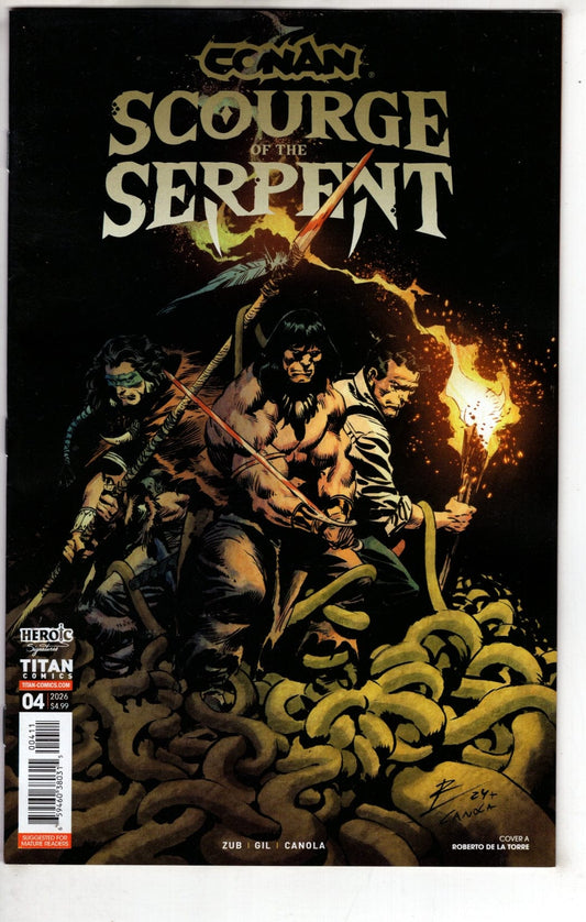 Titan Comics NEW THIS WEEK CONAN THE BARBARIAN SCOURGE OF THE SERPENT #4 (OF 4) CVR A ROBERTO DE LA TORRE (MR) (VF/NM)