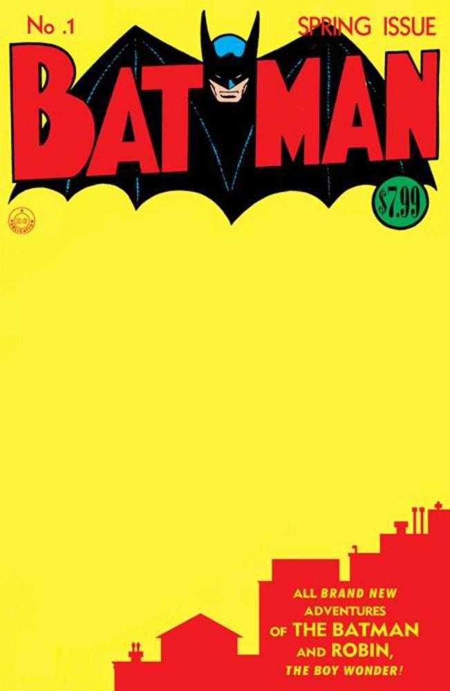 DC Comics COMIC BOOK Batman #1 Facsimile Edition Cover C Blank Variant