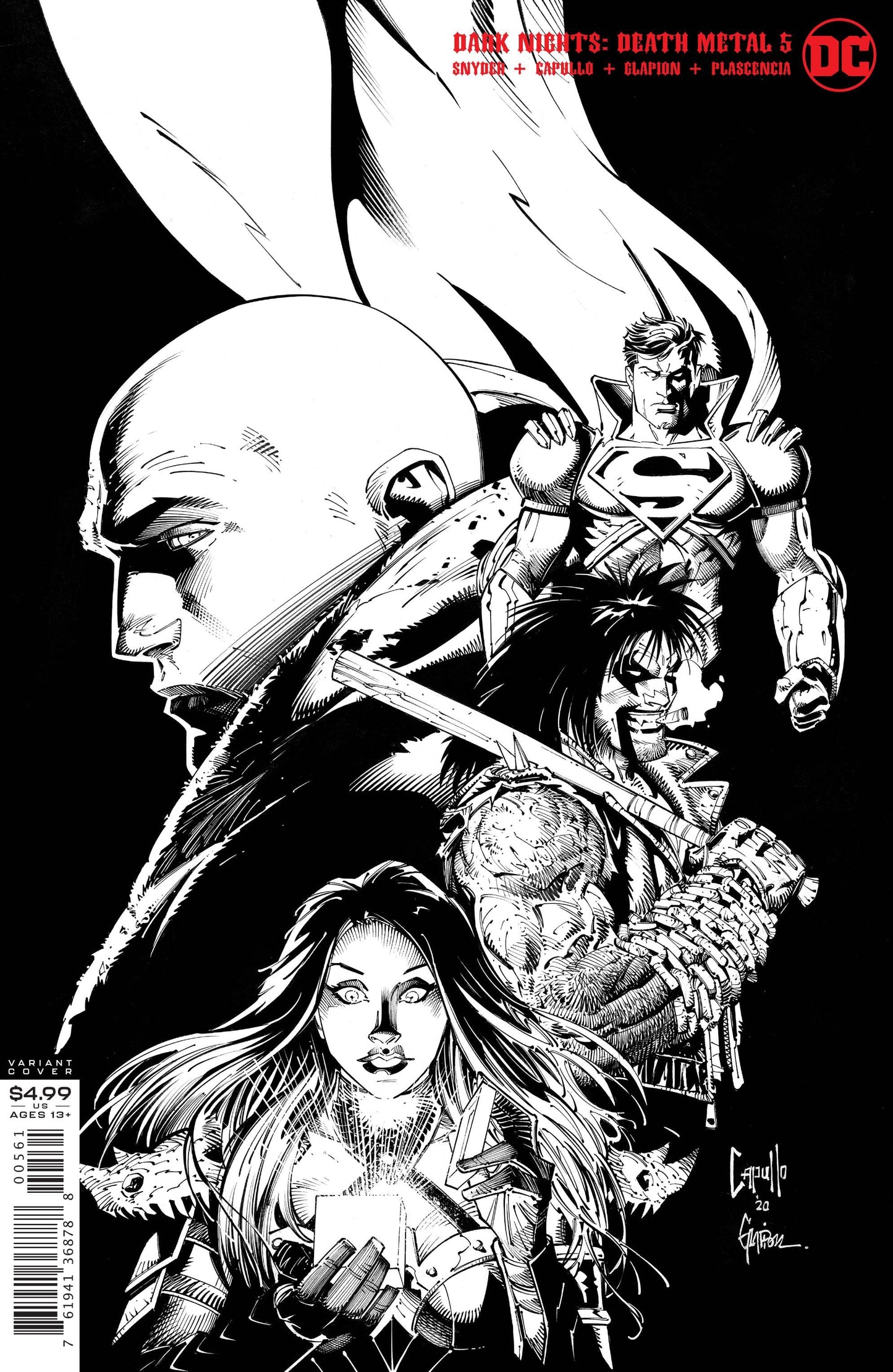 DC COMICS Comics DARK NIGHTS DEATH METAL #5 (OF 6) CARD STOCK 1: 100 BW VAR E