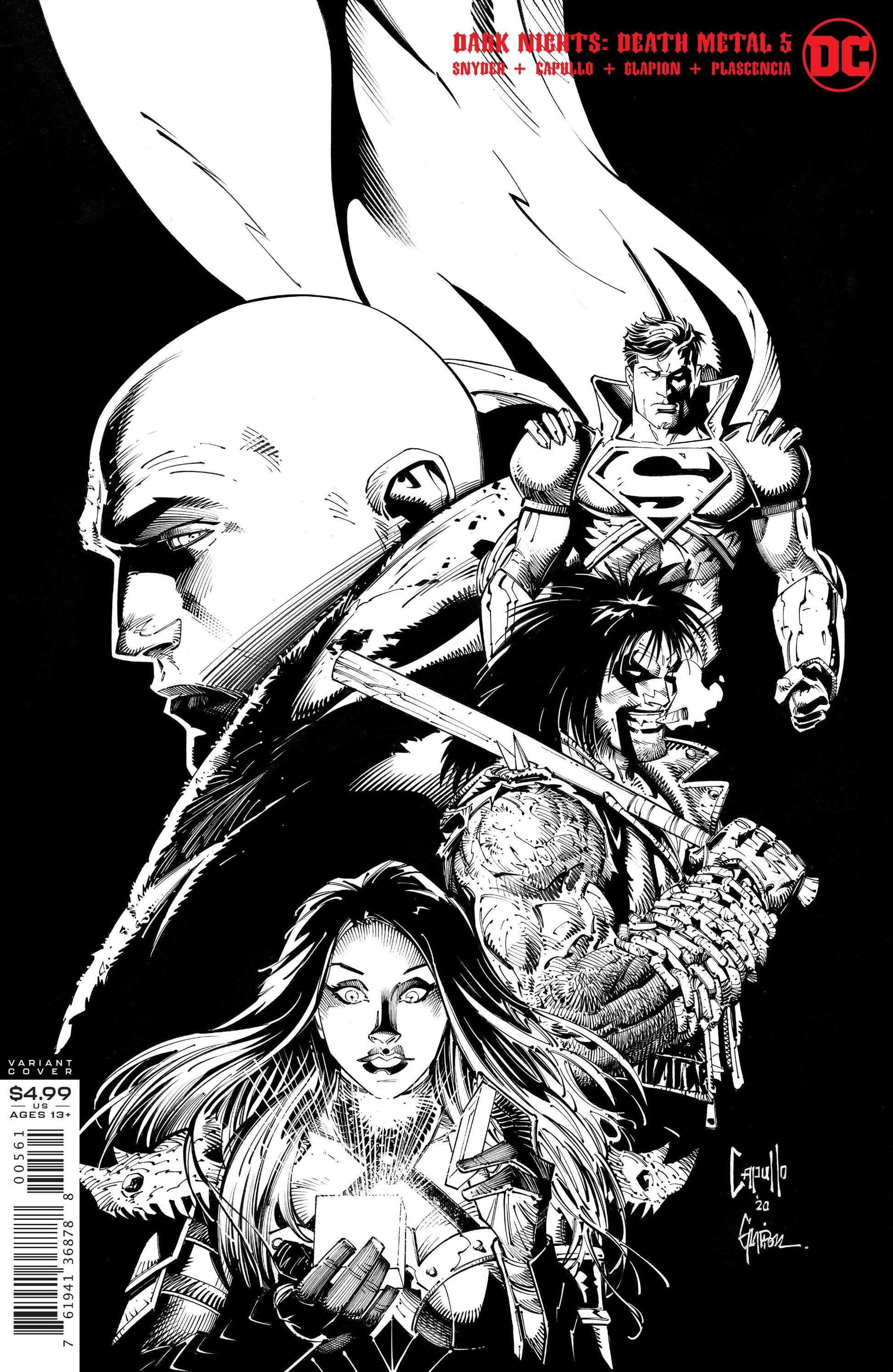 DC COMICS Comics DARK NIGHTS DEATH METAL #5 (OF 6) CARD STOCK 1: 100 BW VAR E