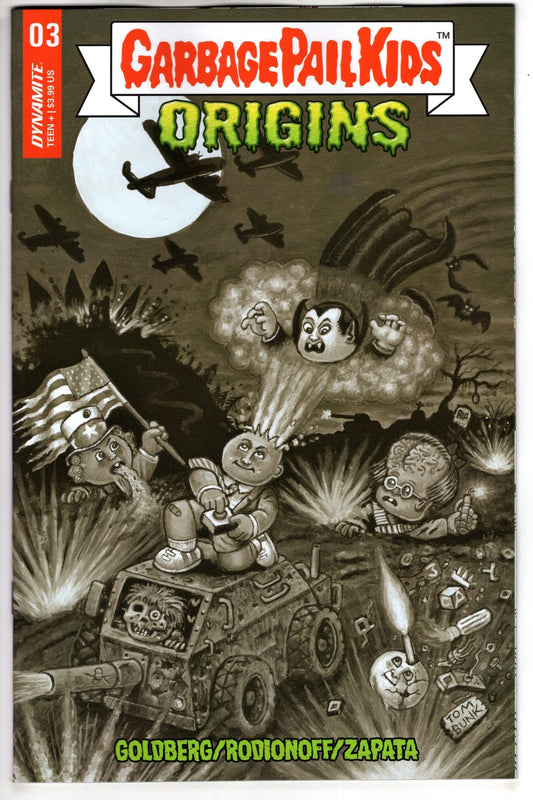 DYNAMITE COMIC BOOK Garbage Pail Kids Origins #3 Cover G 20 Copy Variant Edition Bunk Black & White