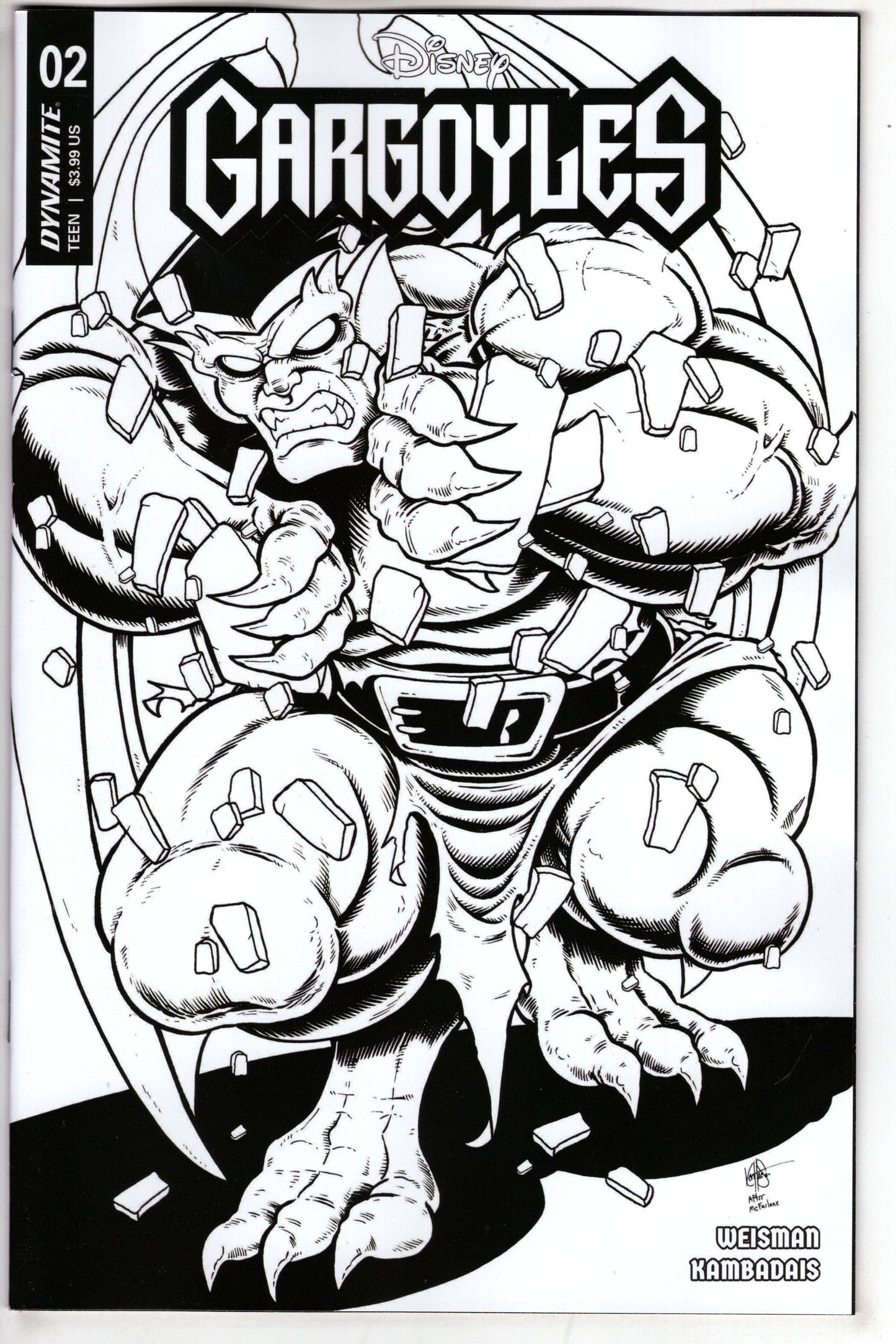 DYNAMITE COMIC BOOK Gargoyles #2 Cover V 7 Copy Foc Variant Edition Haeser Line Art
