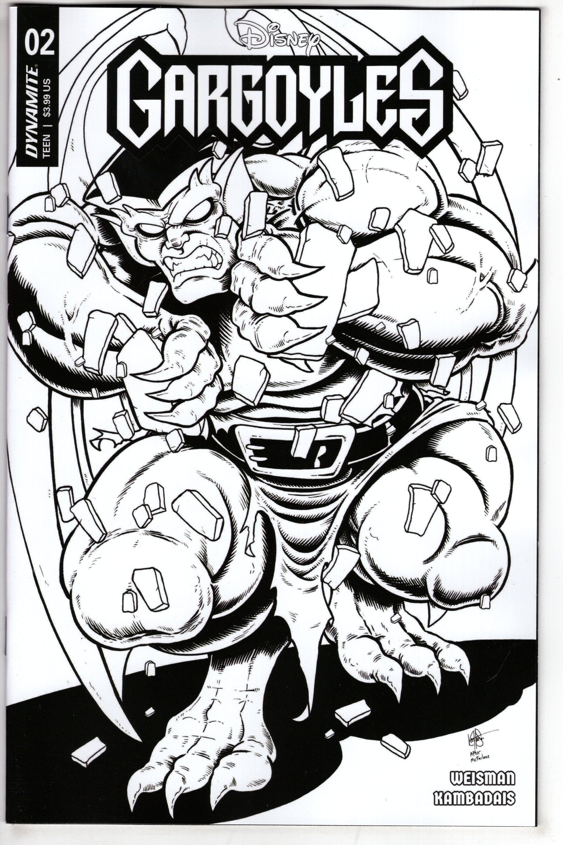 DYNAMITE COMIC BOOK Gargoyles #2 Cover V 7 Copy Foc Variant Edition Haeser Line Art