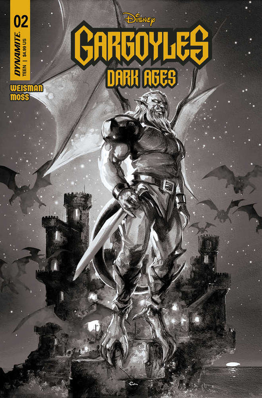DYNAMITE COMIC BOOK Gargoyles Dark Ages #2 Cover H 15 Copy Variant Edition Crain Black & White