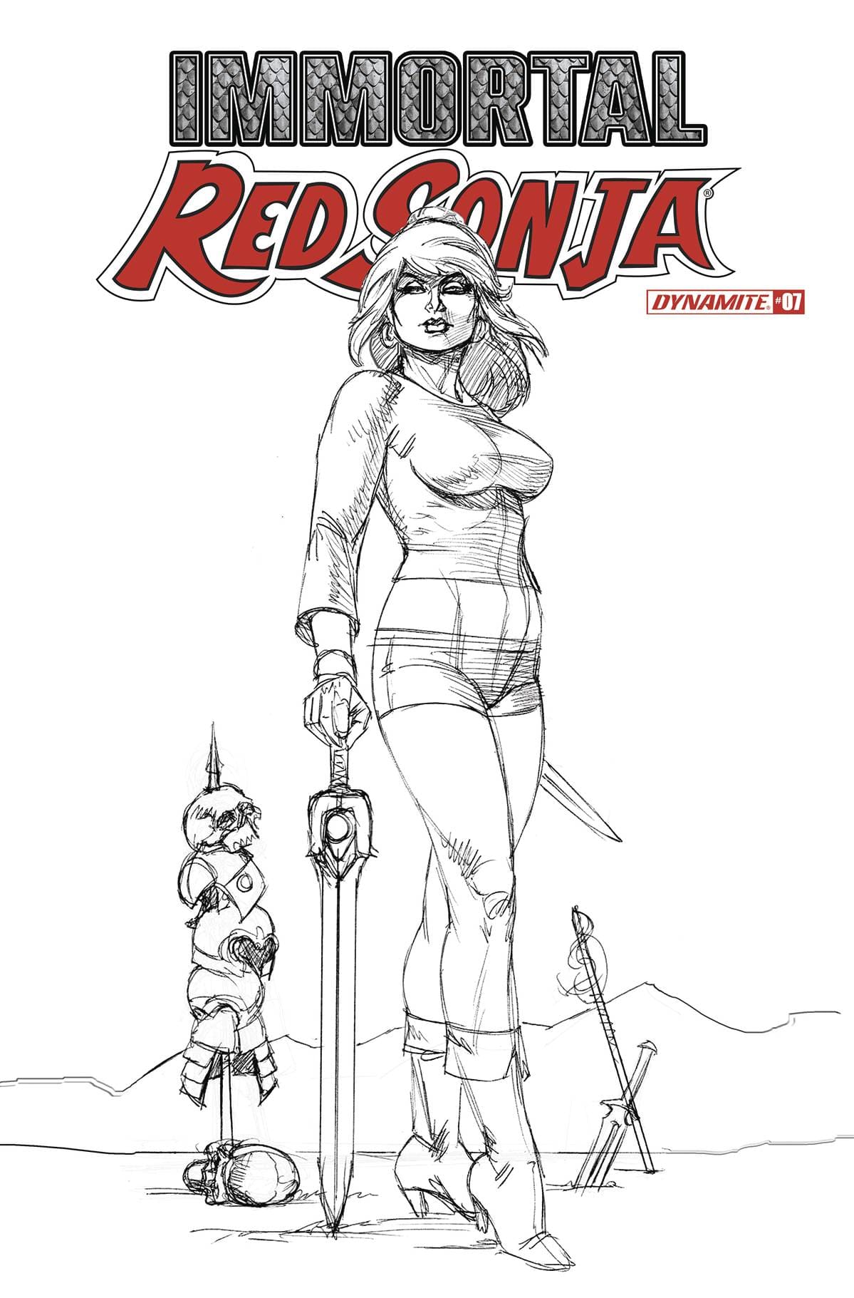 DYNAMITE COMIC BOOK IMMORTAL RED SONJA #7 CVR G 15 COPY INCV LINSNER B&W
