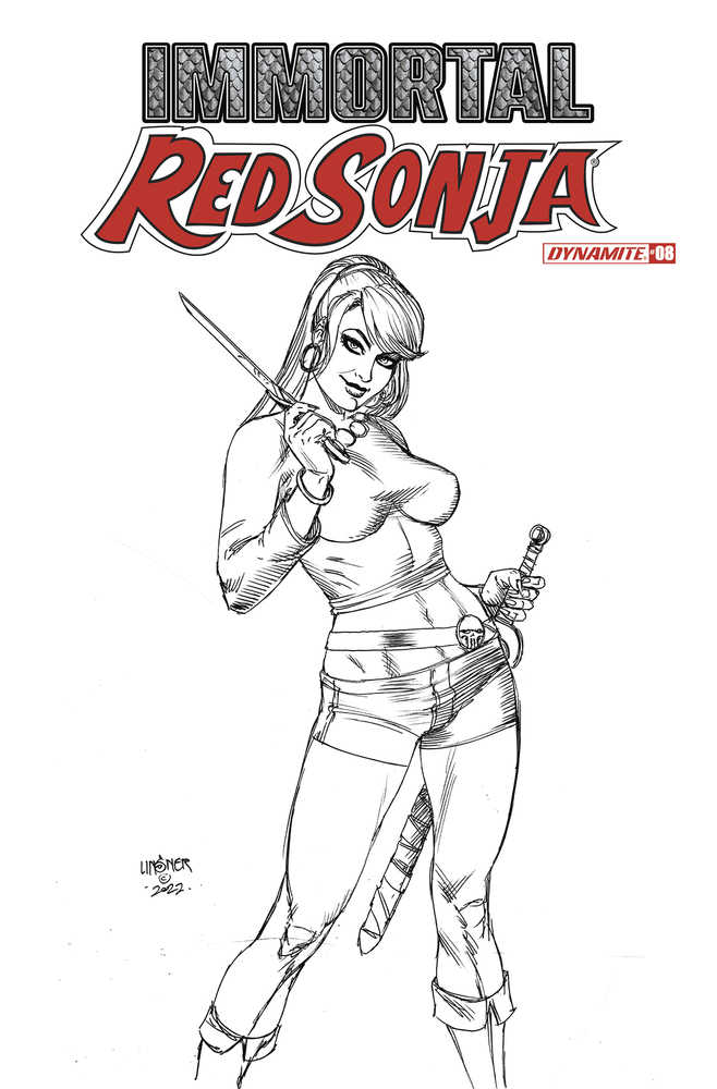DYNAMITE COMIC BOOK Immortal Red Sonja #8 Cover G 15 Copy Variant Edition Linsner Black & White