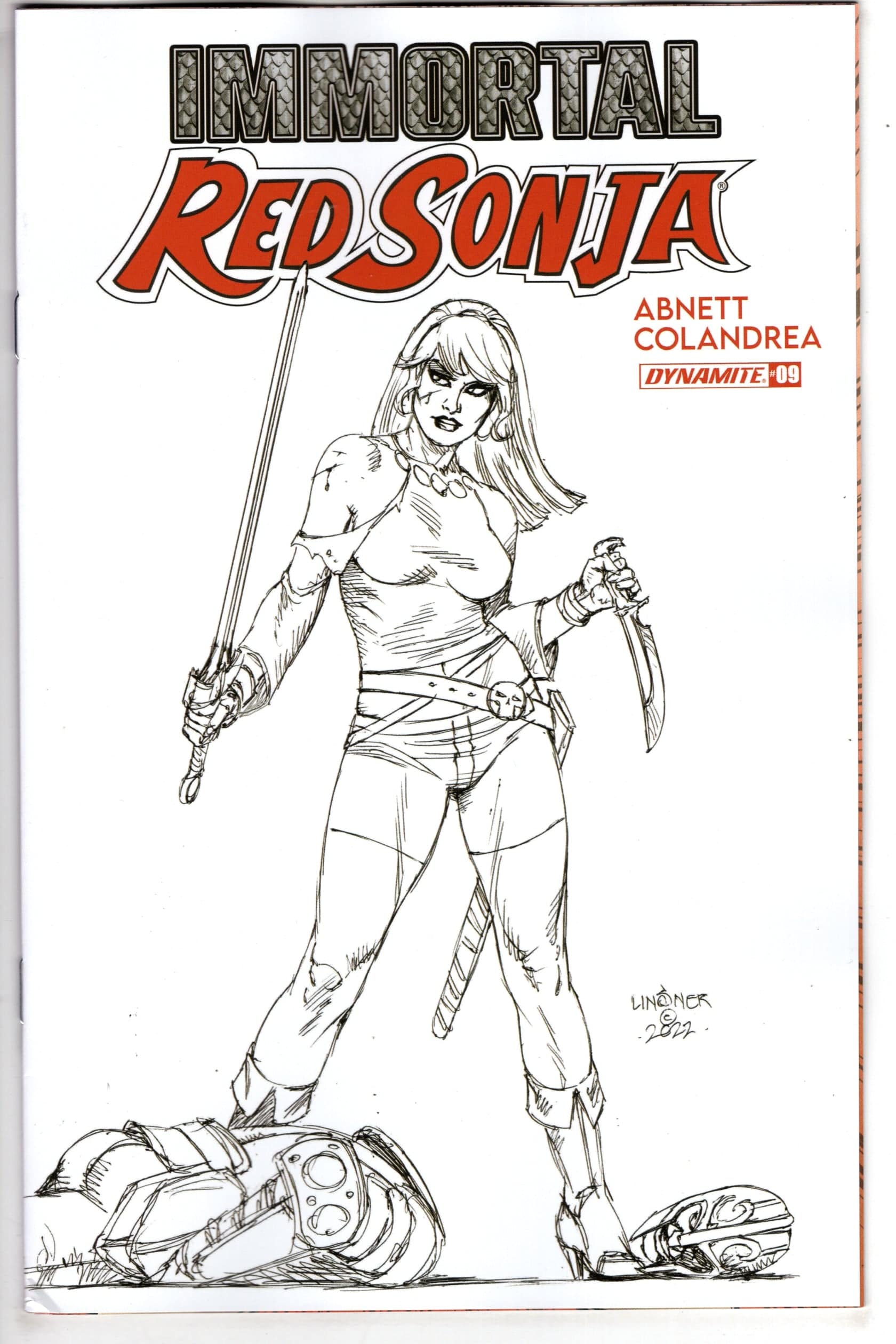 DYNAMITE COMIC BOOK Immortal Red Sonja #9 Cover G 15 Copy Variant Edition Linsner Black & White