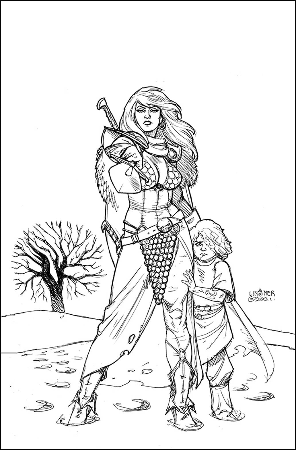 DYNAMITE COMIC BOOK RED SONJA (2021) #1 CVR M 50 COPY INCV LINSNER B&W VIRGIN