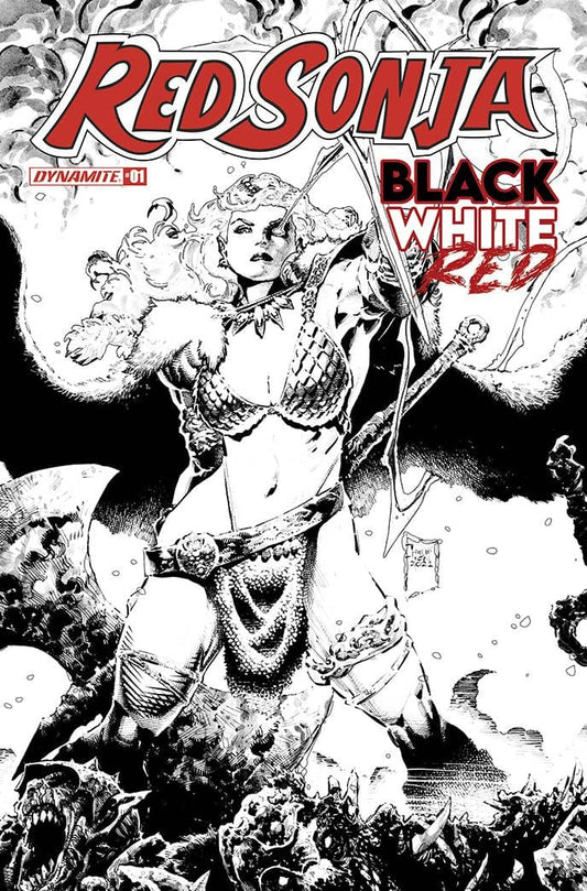 DYNAMITE COMIC BOOK RED SONJA BLACK WHITE RED #1 CVR E 10 COPY INCV TAN LINE ART