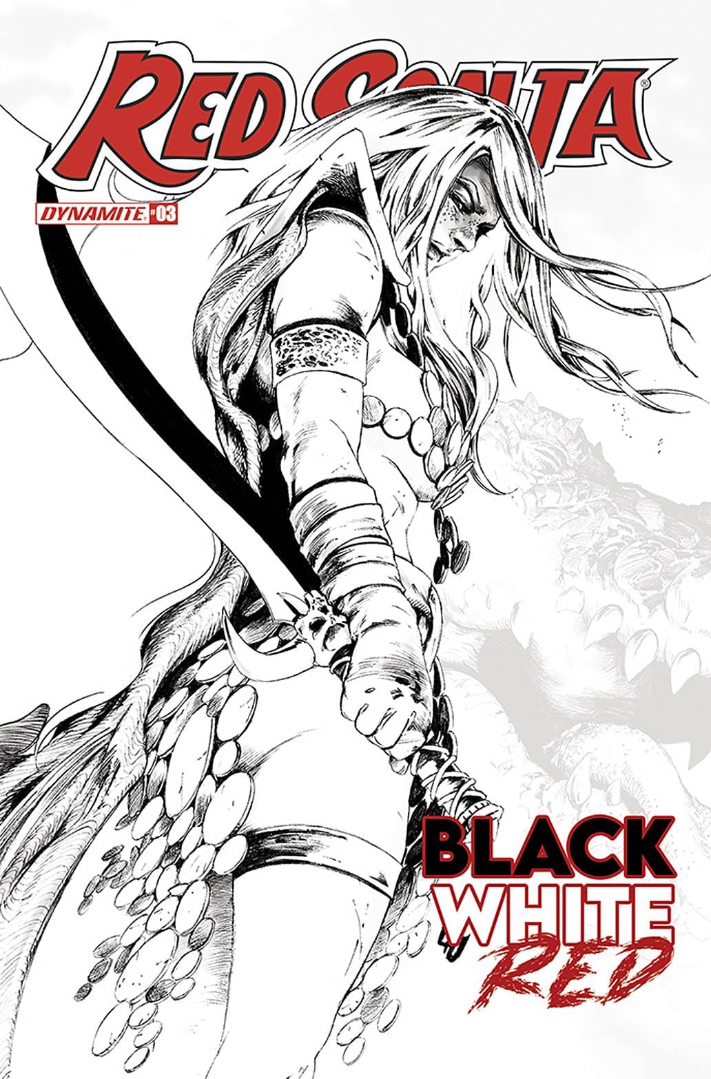 DYNAMITE COMIC BOOK RED SONJA BLACK WHITE RED #3 CVR F 15 COPY INCV LAU B&W LINE