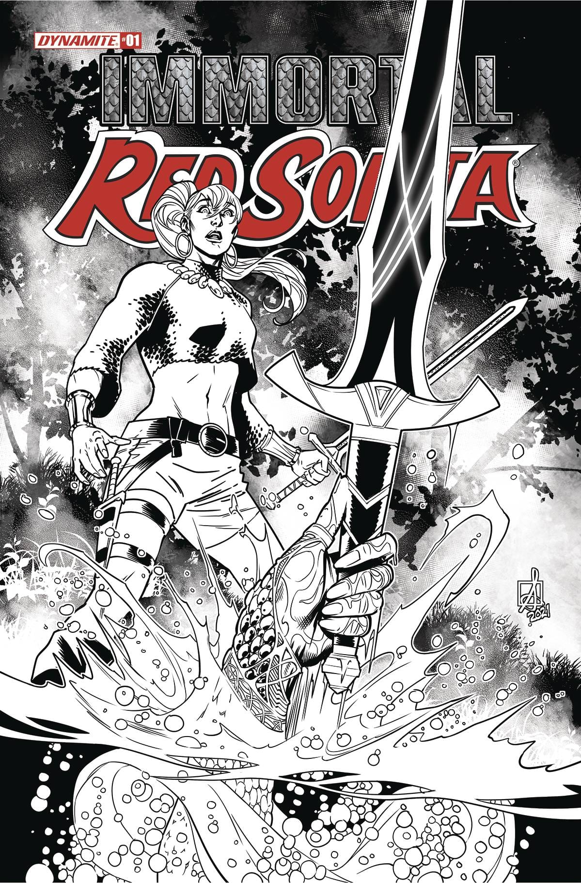 DYNAMITE COMIC BOOK VF/NM IMMORTAL RED SONJA #1 CVR G 10 COPY INCV IZAAKSE B&W