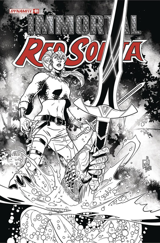 DYNAMITE COMIC BOOK VF/NM IMMORTAL RED SONJA #1 CVR G 10 COPY INCV IZAAKSE B&W