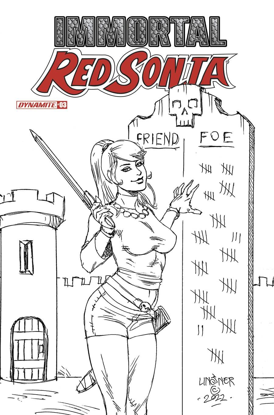 DYNAMITE COMIC BOOK VF/NM IMMORTAL RED SONJA #3 CVR G 15 COPY INCV LINSNER B&W