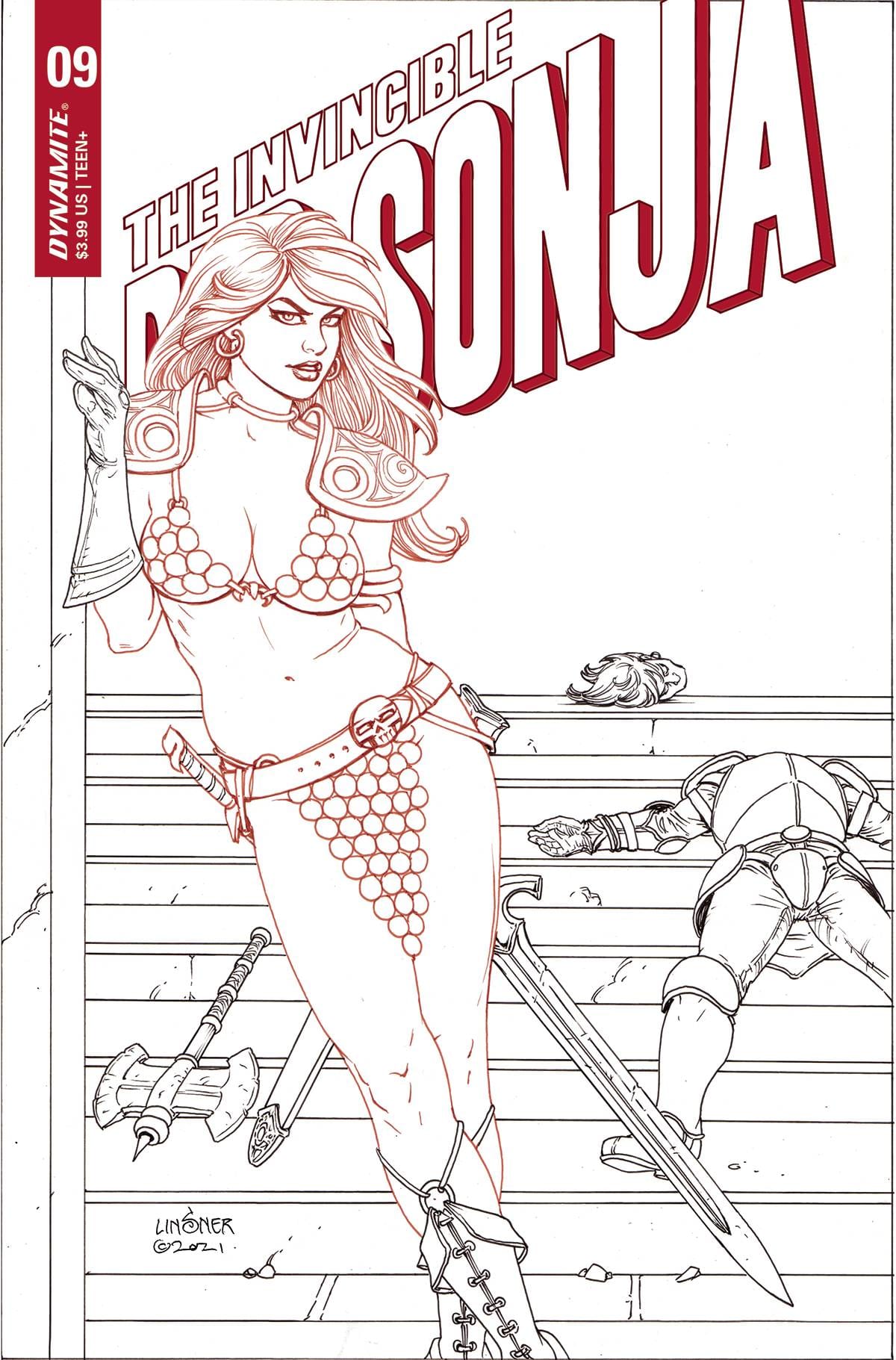 DYNAMITE COMIC BOOK VF/NM INVINCIBLE RED SONJA #9 CVR I 25 COPY INCV LINSNER B&W