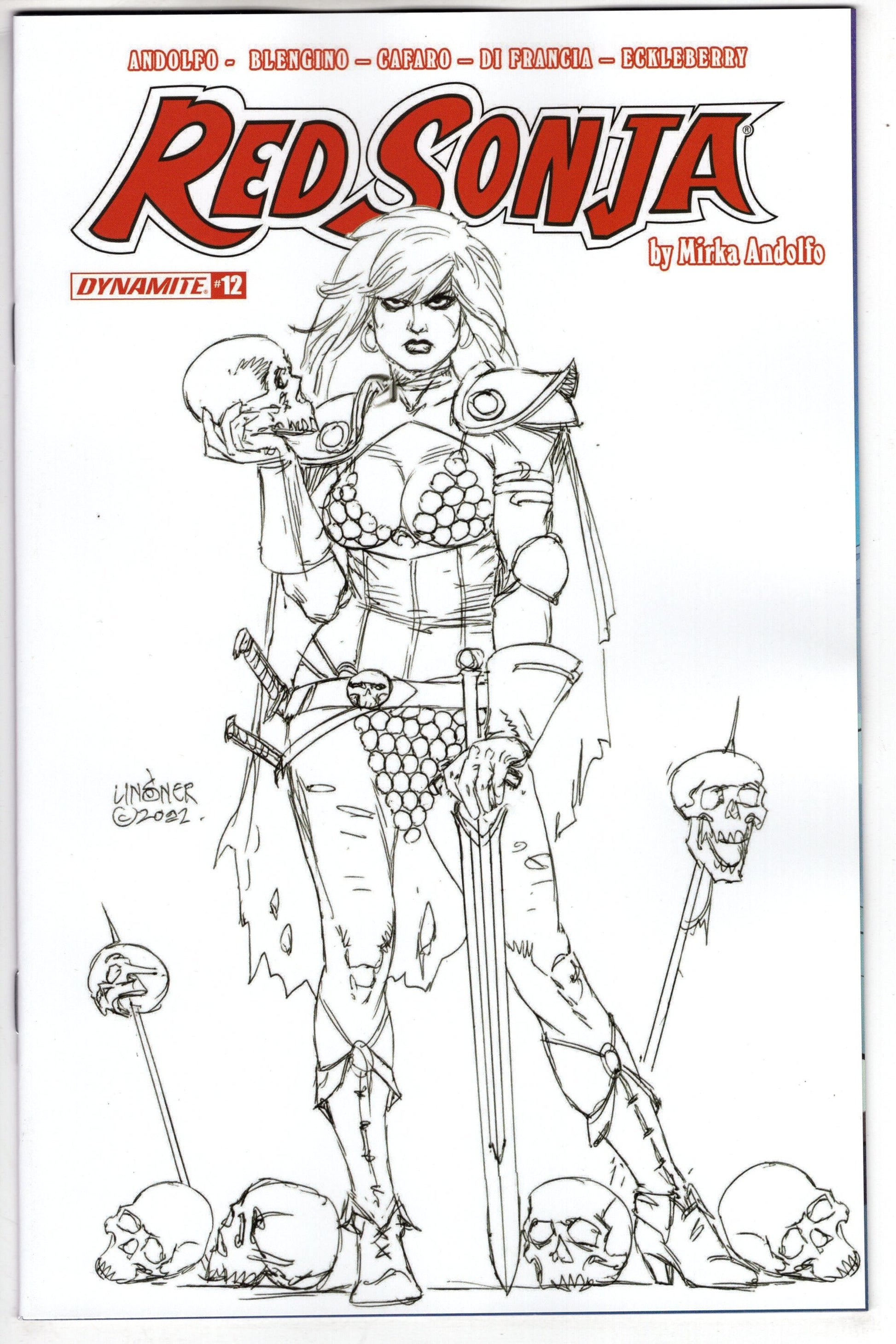 DYNAMITE COMIC BOOK VF/NM RED SONJA (2021) #12 CVR I 25 COPY INCV LINSNER B&W