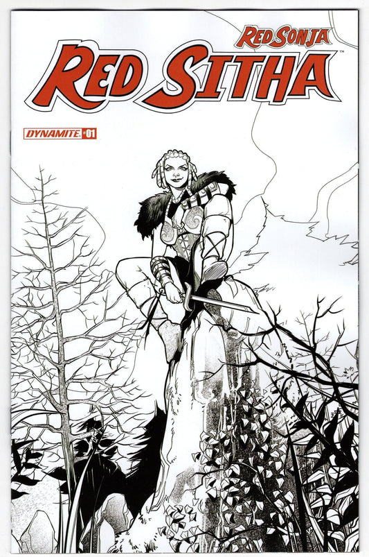 DYNAMITE COMIC BOOK VF/NM RED SONJA RED SITHA #1 CVR G 10 COPY INCV PINTA B&W