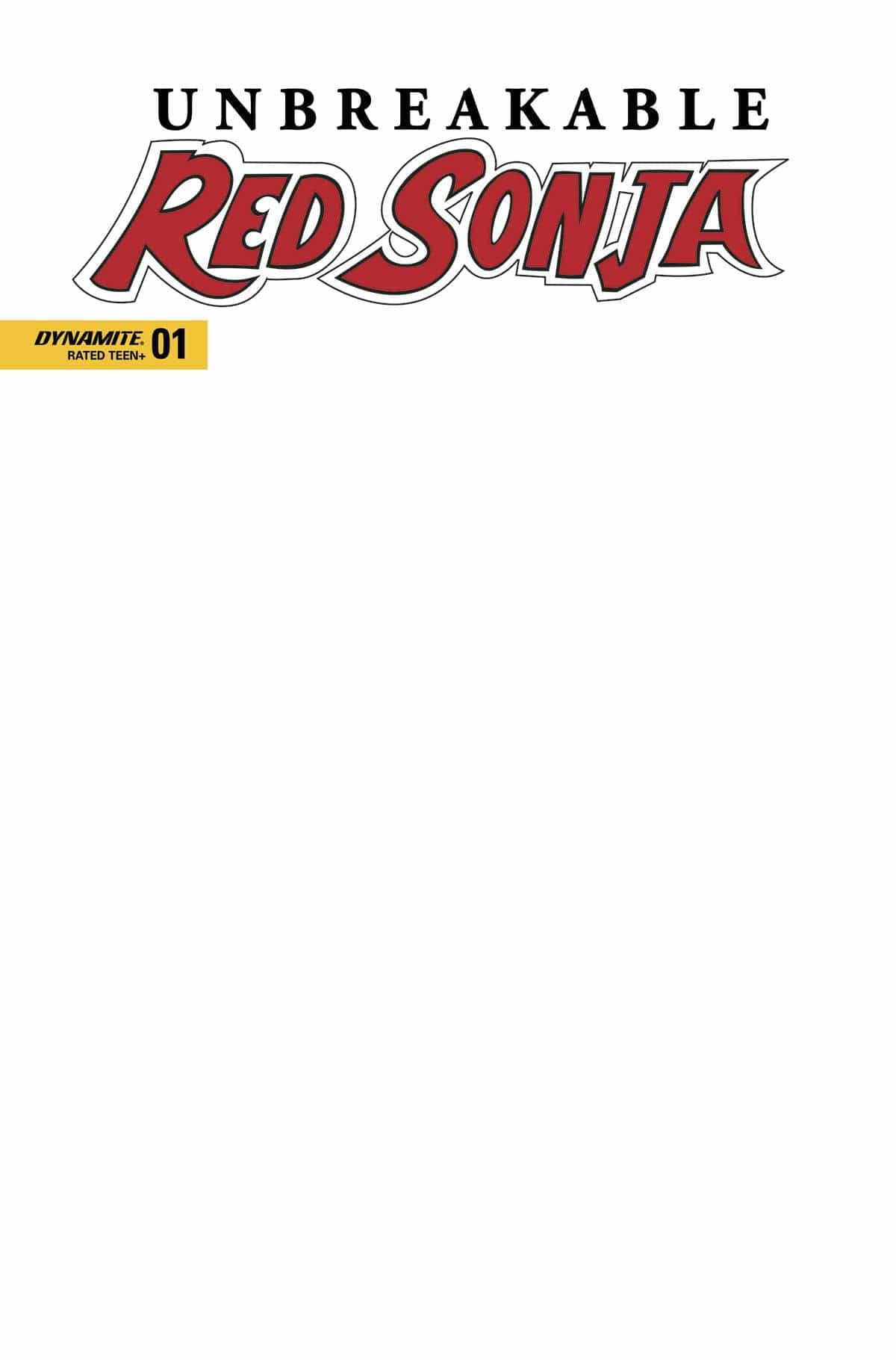 DYNAMITE COMIC BOOK VF/NM UNBREAKABLE RED SONJA #1 CVR F BLANK AUTHENTIX