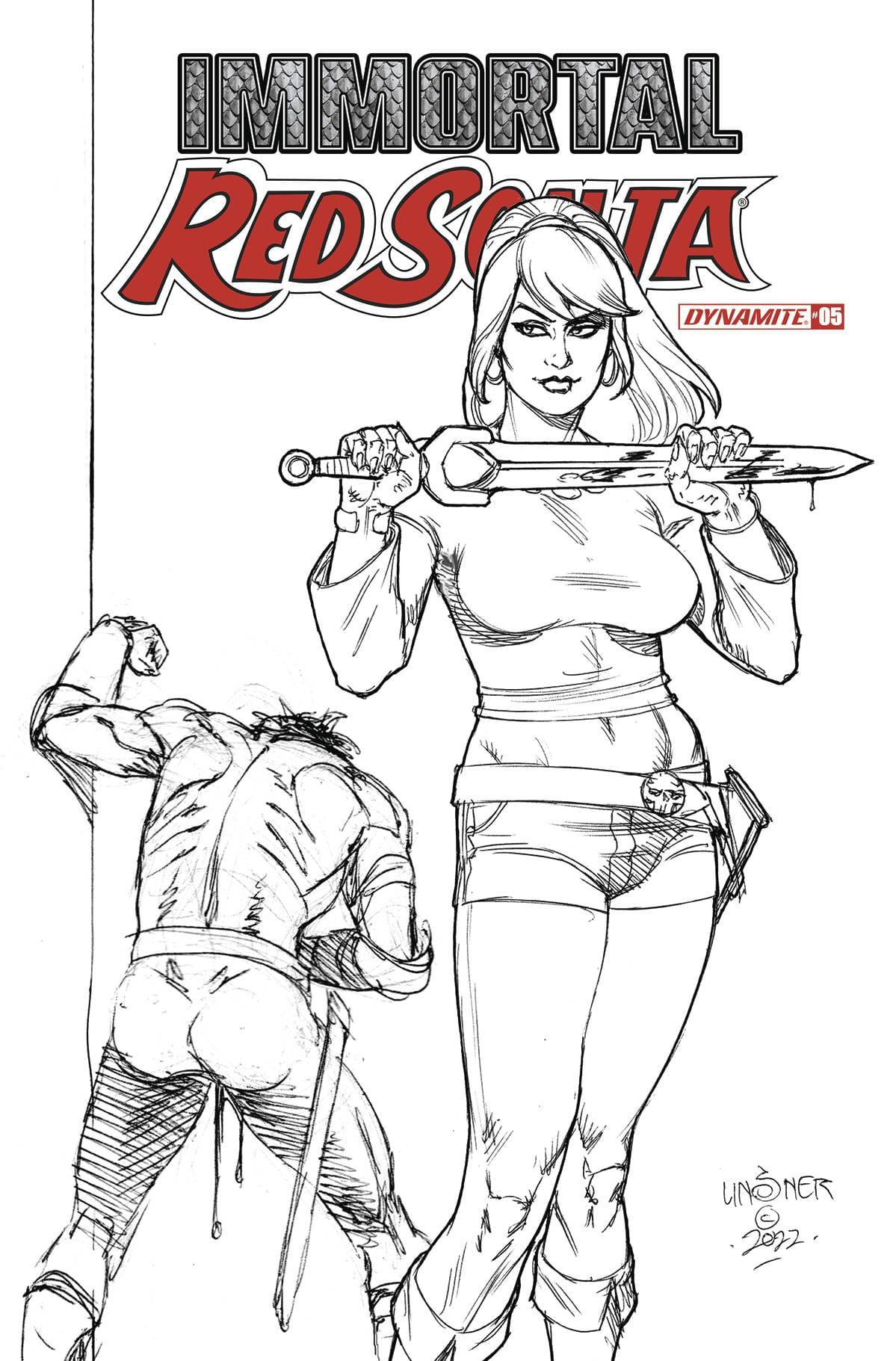 DYNAMITE COMIC BOOKS VF/NM IMMORTAL RED SONJA #5 CVR G 15 COPY INCV LINSNER B&W