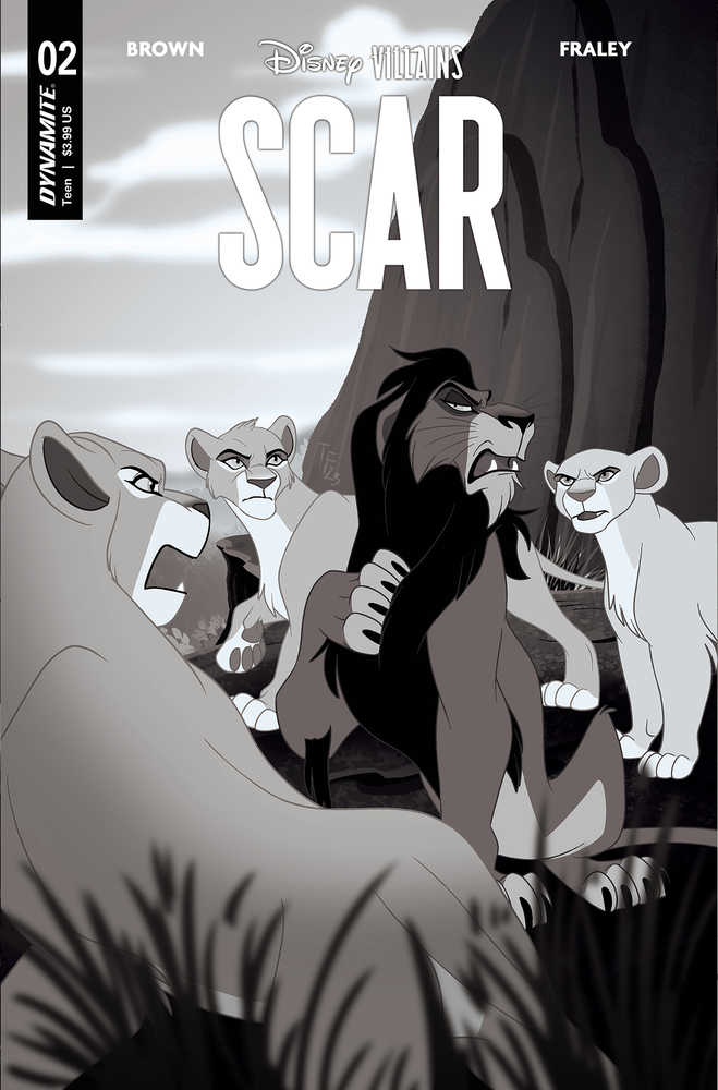 DYNAMITE Comics Disney Villains Scar #2 Cover G 10 Copy Variant Edition Forstner Black & White