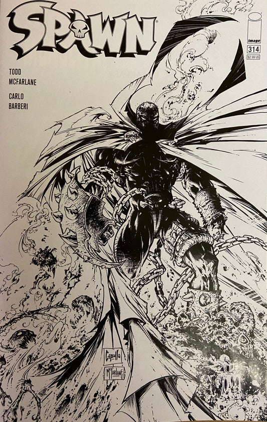 IMAGE COMICS COMIC BOOK Spawn #314 Cover E Incentive Greg Capullo & Todd McFarlane Black & White Cover