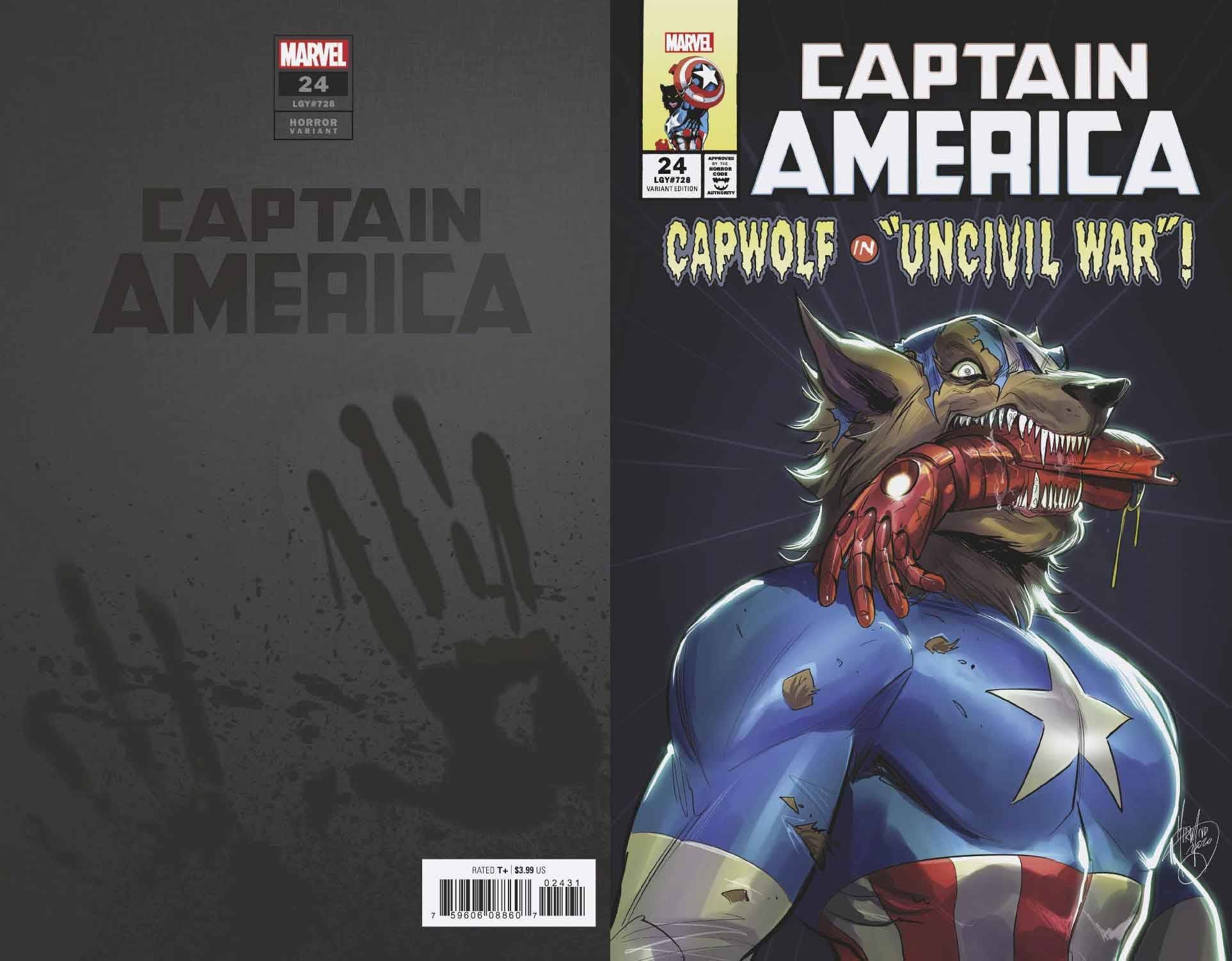 MARVEL COMICS COMIC BOOK CAPTAIN AMERICA #24 ANDOLFO CAP WOLF HORROR VAR
