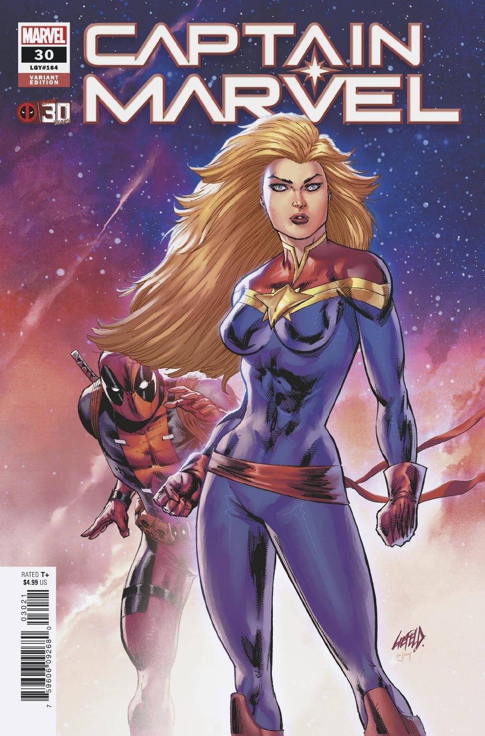 MARVEL COMICS COMIC BOOK CAPTAIN MARVEL #30 LIEFELD DEADPOOL 30TH VAR