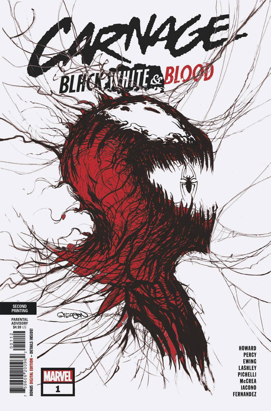 MARVEL COMICS COMIC BOOK CARNAGE BLACK WHITE AND BLOOD #1 (OF 4) 2ND PTG GLEASON VAR