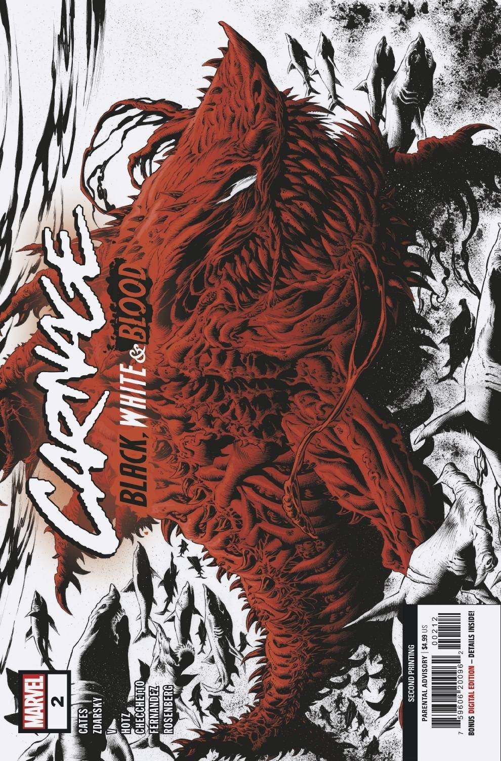 MARVEL COMICS COMIC BOOK CARNAGE BLACK WHITE AND BLOOD #2 (OF 4) 2ND PTG HOTZ VAR