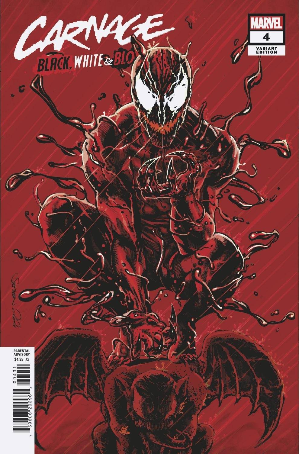 MARVEL COMICS COMIC BOOK CARNAGE BLACK WHITE AND BLOOD #4 (OF 4) MOONEY VAR