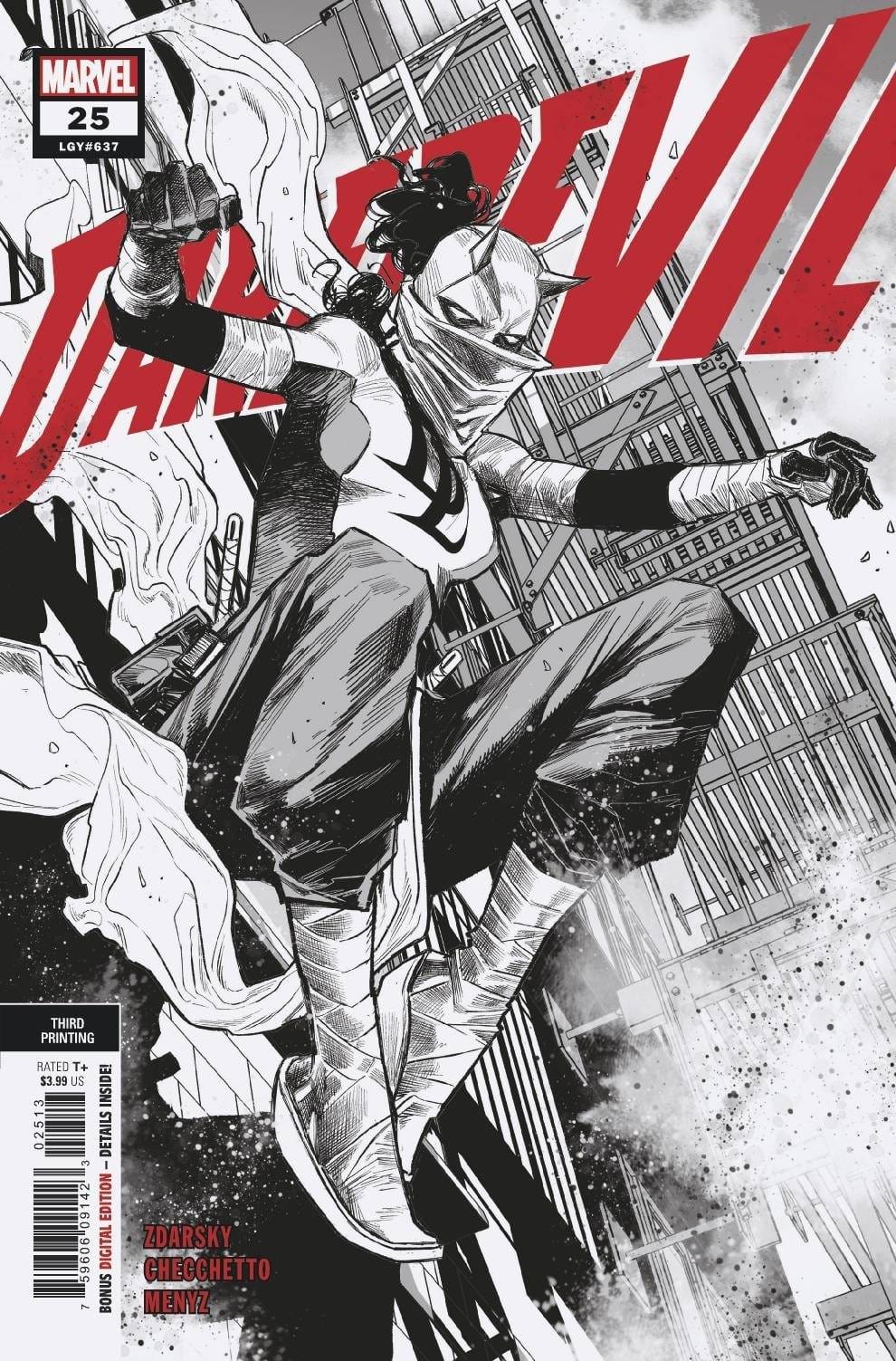 MARVEL COMICS COMIC BOOK DAREDEVIL #25 3RD PTG CHECCHETTO VAR