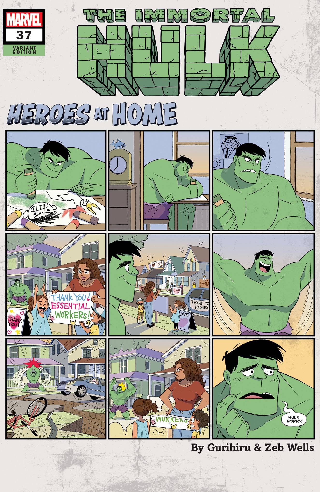 MARVEL COMICS comic book NM IMMORTAL HULK #37 GURIHIRU HEROES AT HOME VAR
