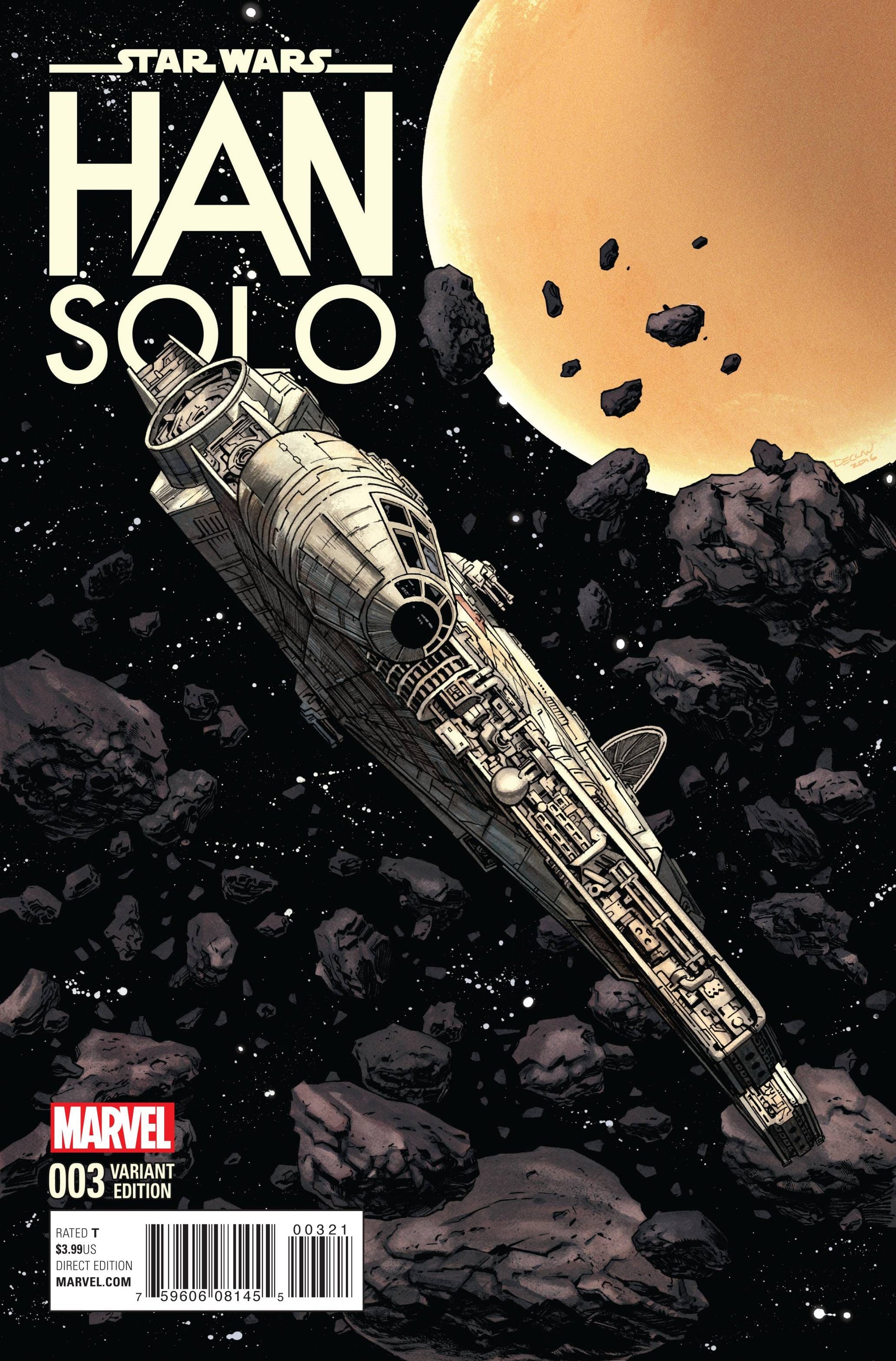 MARVEL COMICS COMIC BOOK STAR WARS HAN SOLO #3 (OF 5) MILLENNIUM FALCON VAR