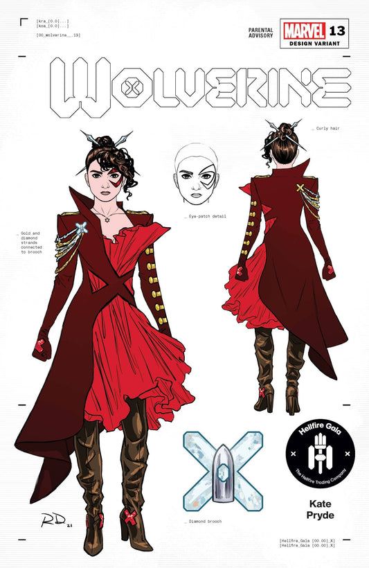 MARVEL COMICS COMIC BOOK WOLVERINE #13 DAUTERMAN KATE PRYDE DESIGN VAR GALA