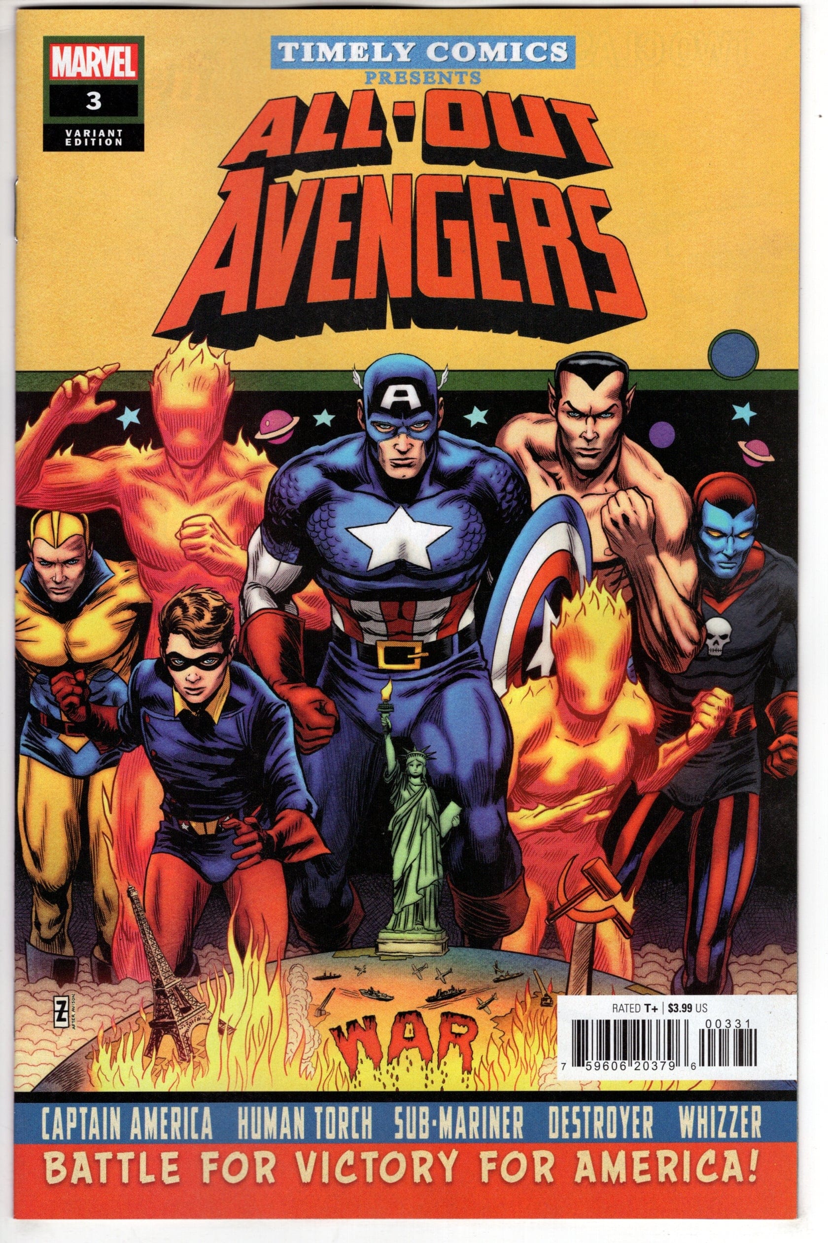 MARVEL PRH COMIC BOOK ALL-OUT AVENGERS #3 ZIRCHER TIMELY COMICS VARIANT
