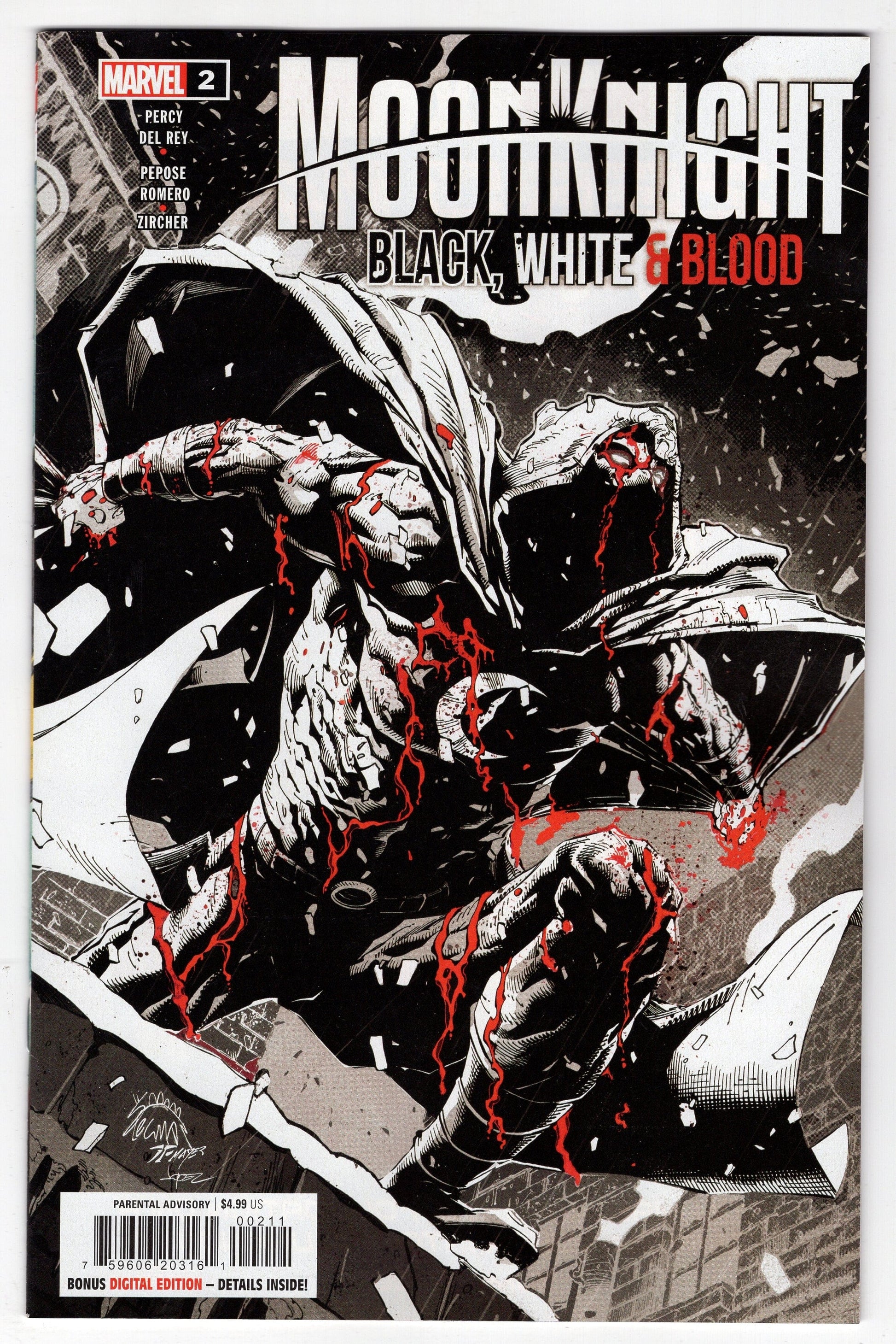 MARVEL PRH COMIC BOOK MOON KNIGHT BLACK WHITE BLOOD #2 (OF 4)