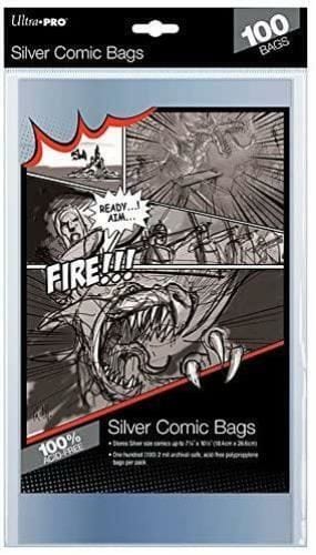 Packrat Comics Ultra Pro Silver Size Comic Bags 2-Mil Polypropylene 7.25 X 10.50 Inches (100-Co